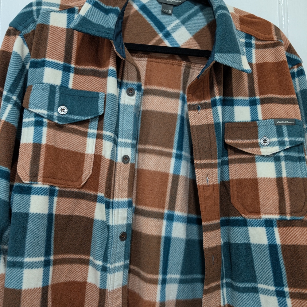 Eddie Bauer Blue and Brown Plaid Shirt